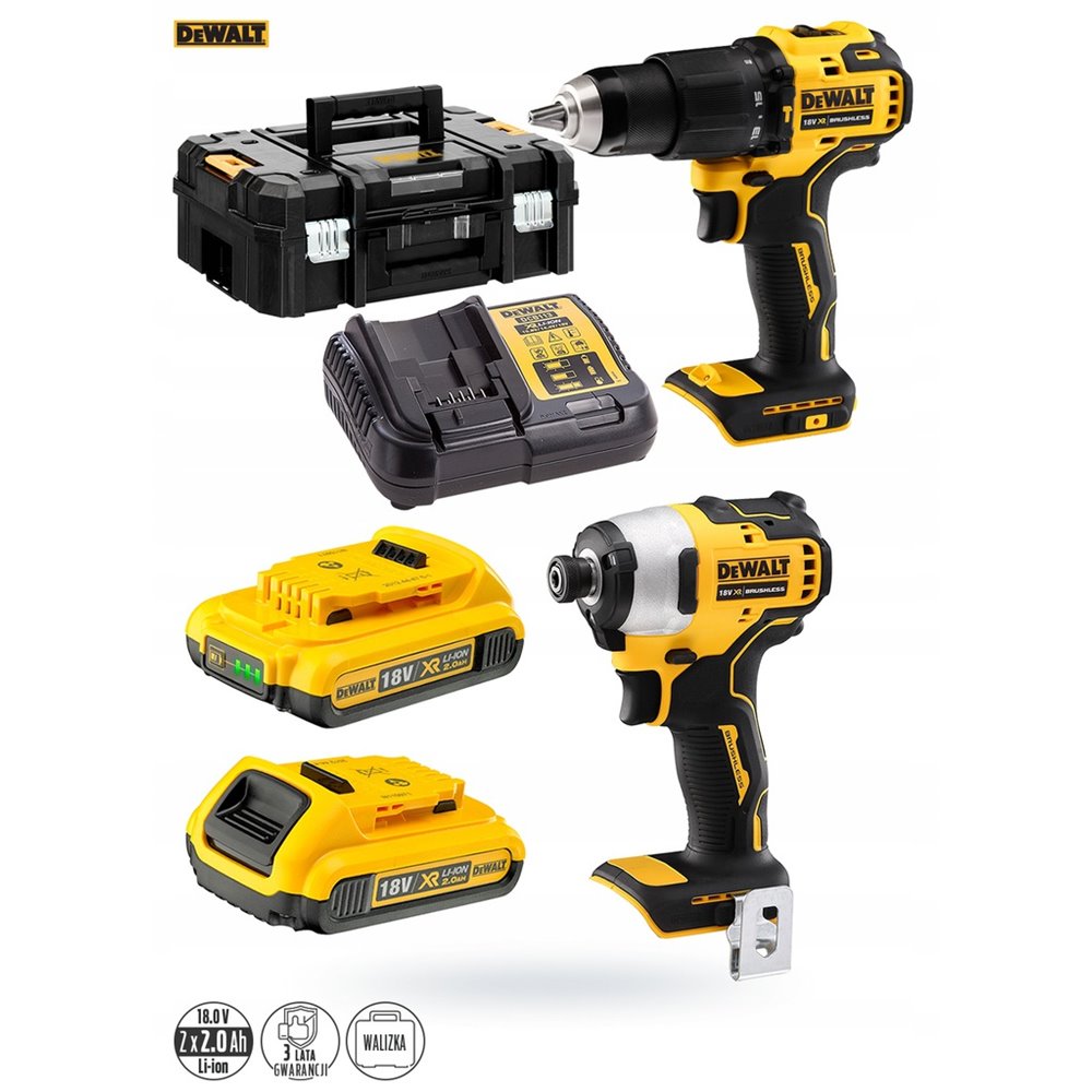 DCK2062D2T Akumulatorowy zestaw COMBO 18V 2Ah