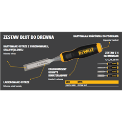 DWHT0-16063 Zestaw dłut do drewna 4 szt.