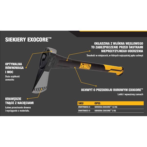 DWHT56032-0 Siekiera 1,5kg Excocore