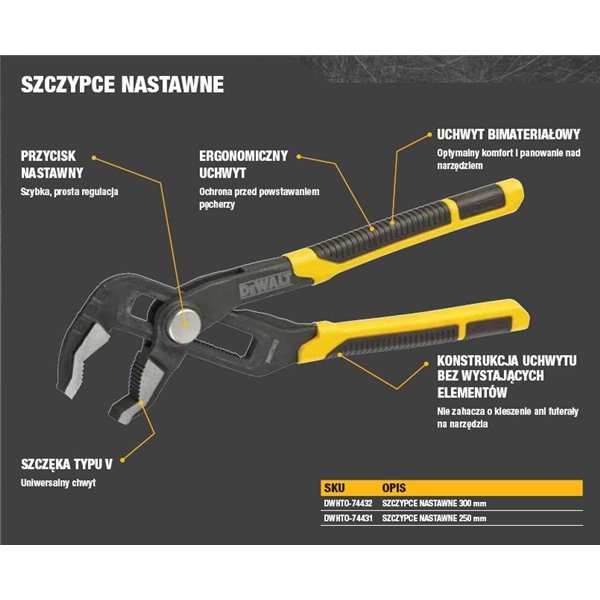DWHT0-74431 Szczypce nastawne 250mm