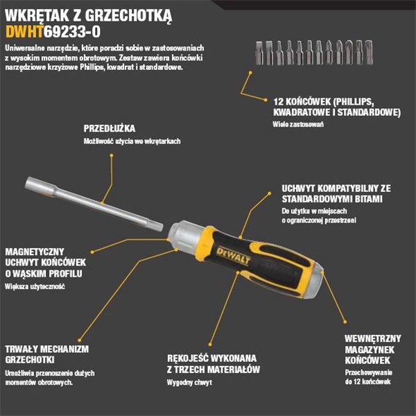 DWHT69233-0 Wkrętak z grzechotką